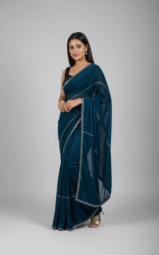Royal Navy Blue Festive Saree