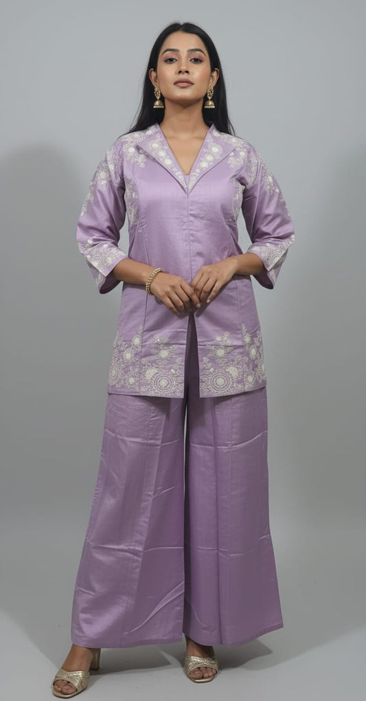 Noor Lavender Festive Kurta & Palazzo Set