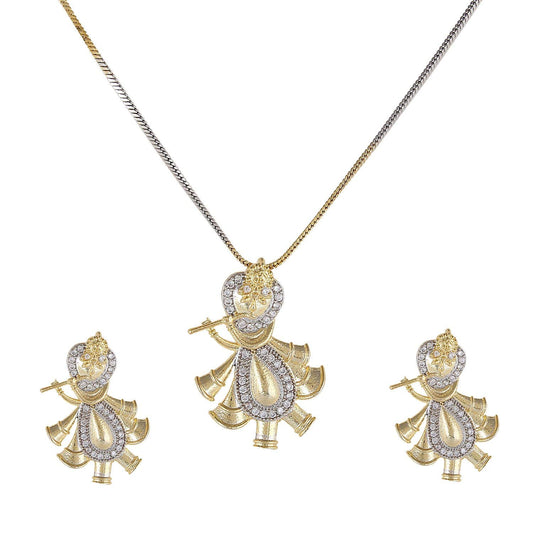Women's Stone work Krishna Pendant Set