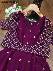 Purple Embroidery Work Long Georgette Anarkali Gown