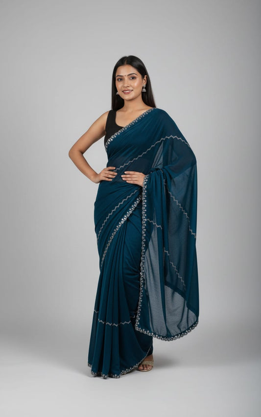 Royal Navy Blue Festive Saree