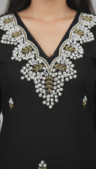 ⁠ ⁠Black Luxe Embroidered Kurta Pant Set
