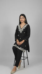 ⁠ ⁠Black Luxe Embroidered Kurta Pant Set