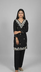 ⁠ ⁠Black Luxe Embroidered Kurta Pant Set