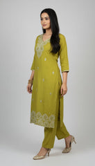 Green Luxe Embroidered Kurta Pant Set