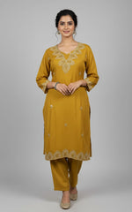 Yellow Luxe Embroidered Kurta Pant Set