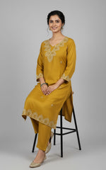 Yellow Luxe Embroidered Kurta Pant Set