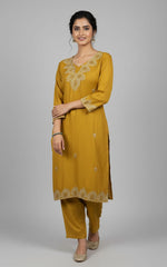 Yellow Luxe Embroidered Kurta Pant Set