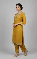 Yellow Luxe Embroidered Kurta Pant Set