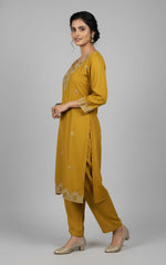 Yellow Luxe Embroidered Kurta Pant Set