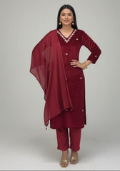 Velvet Luxe – Embroidered Red Suit