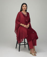 Velvet Luxe – Embroidered Red Suit