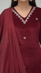 Velvet Luxe – Embroidered Red Suit