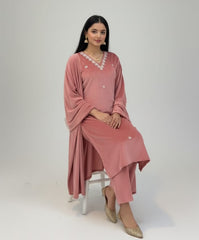 Velvet Luxe – Embroidered Peach pink Suit