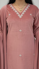 Velvet Luxe – Embroidered Peach pink Suit