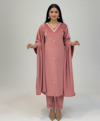 Velvet Luxe – Embroidered Peach pink Suit