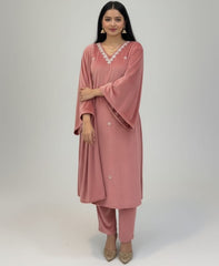 Velvet Luxe – Embroidered Peach pink Suit