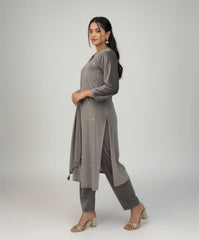 Velvet Luxe – Embroidered Grey Suit