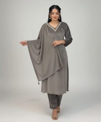 Velvet Luxe – Embroidered Grey Suit