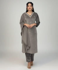 Velvet Luxe – Embroidered Grey Suit