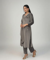 Velvet Luxe – Embroidered Grey Suit