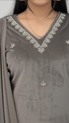 Velvet Luxe – Embroidered Grey Suit