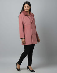 Elegant Double-Breasted Winter Pink Coat