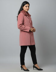 Elegant Double-Breasted Winter Pink Coat
