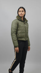 Olive Fur Collar Puffer Jacket
